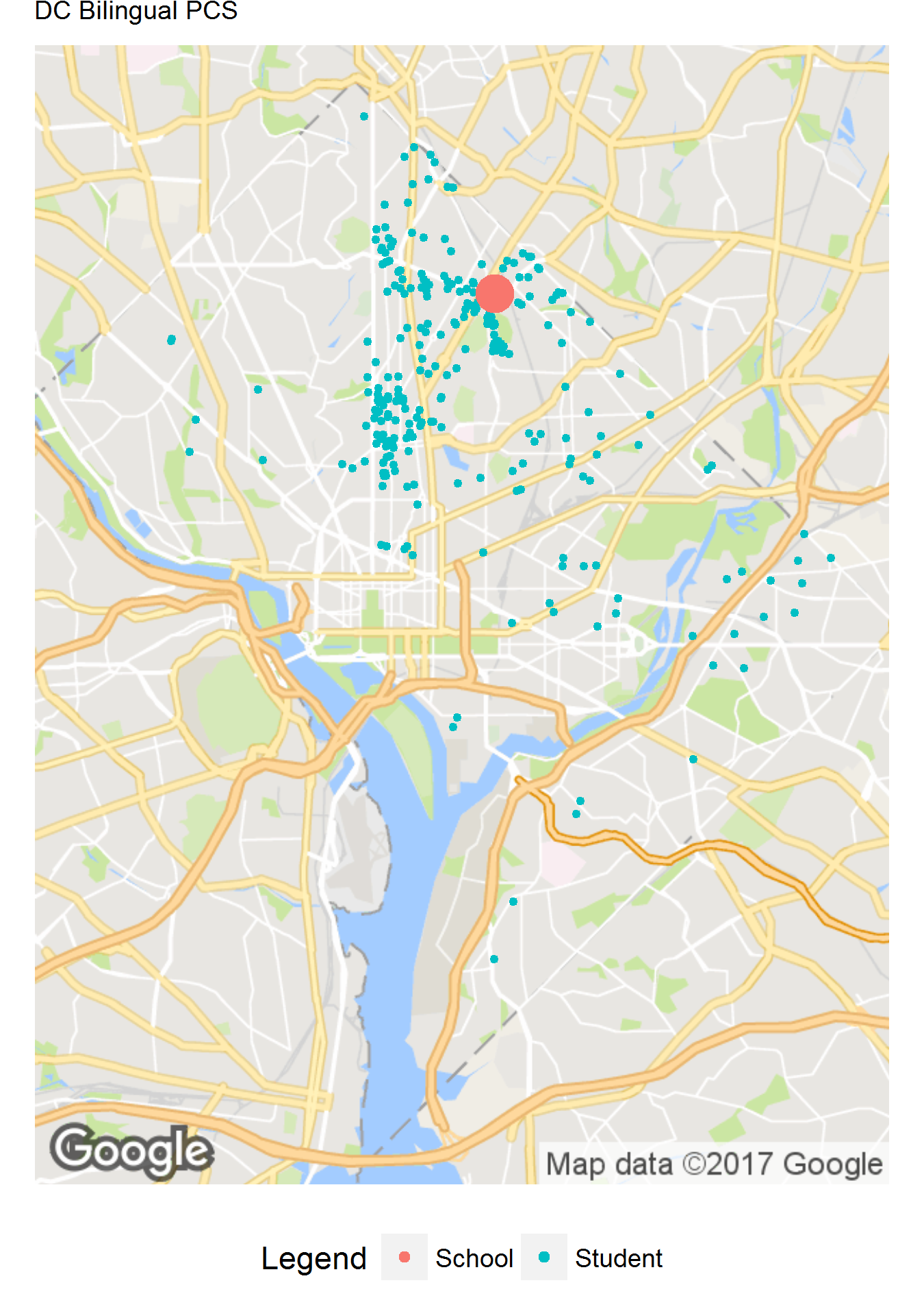 DC Bilingual PCS School Location Map DC PCSB